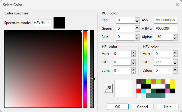 Kaleido's default shadow colour and transparency